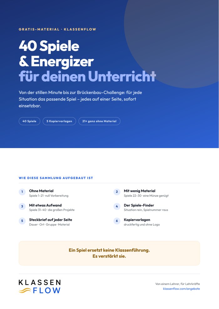 40 Spiele & Energizer für den Unterricht (Gratis-PDF)