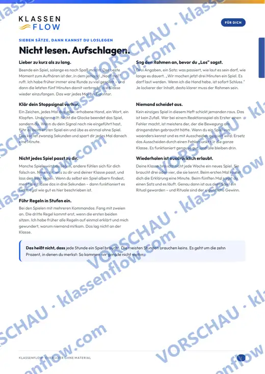Seite 3 aus dem Heft: Sieben Saetze, dann kannst du loslegen - die Regeln vorab