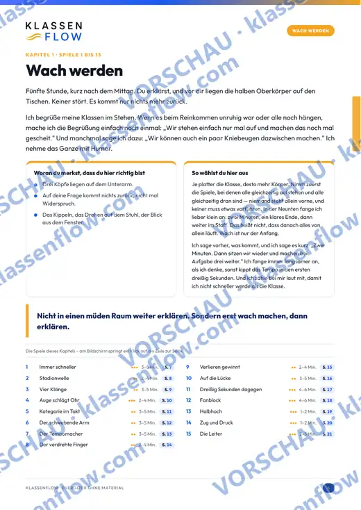 Seite 6 aus dem Heft: Kapitel 1 - Wach werden: Szene, Auswahlhilfe, 15 Spiele