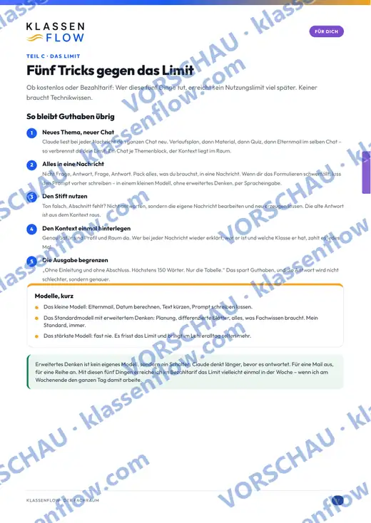 Seite 17 aus dem Heft: Fuenf Tricks, damit das Nutzungslimit spaeter kommt