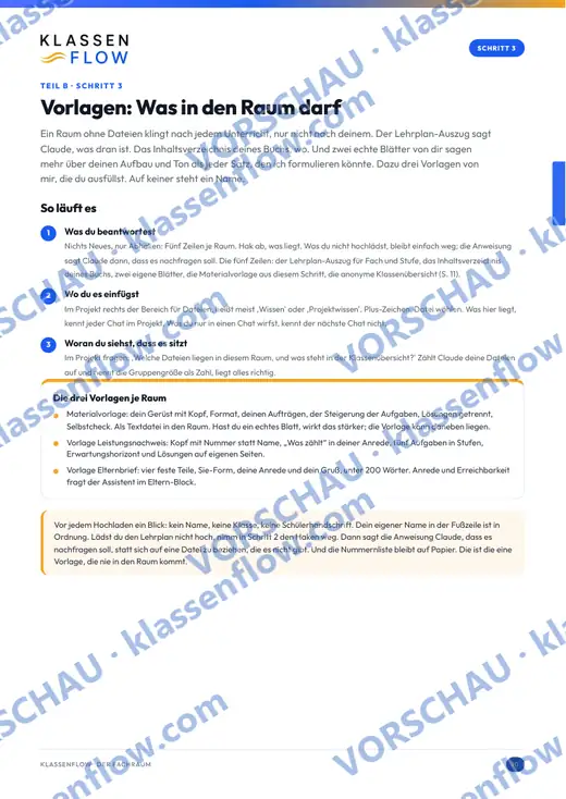 Seite 10 aus dem Heft: Schritt 3 - Vorlagen: welche drei Dateien in den Raum kommen