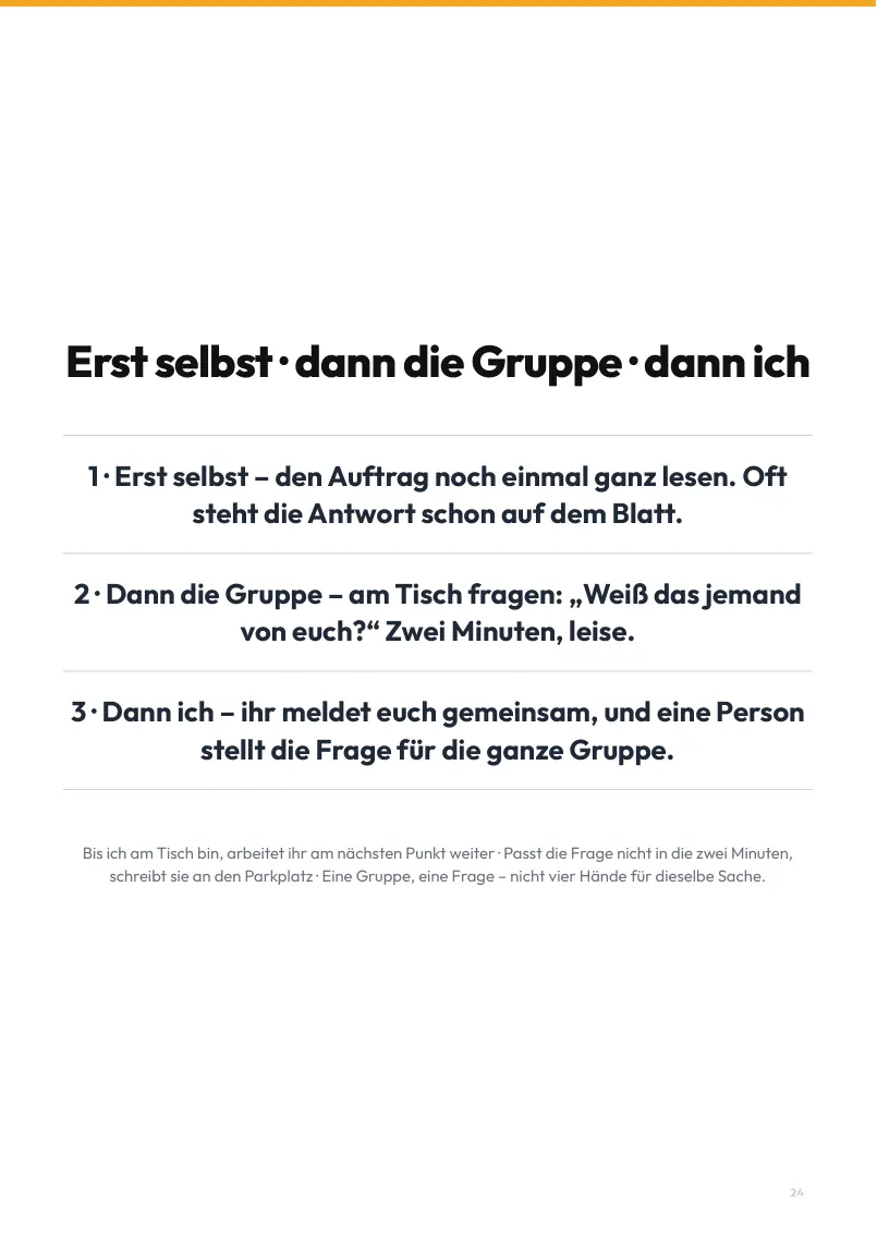 Seite 24 aus dem Heft: Plakat: Erst selbst · dann die Gruppe · dann ich