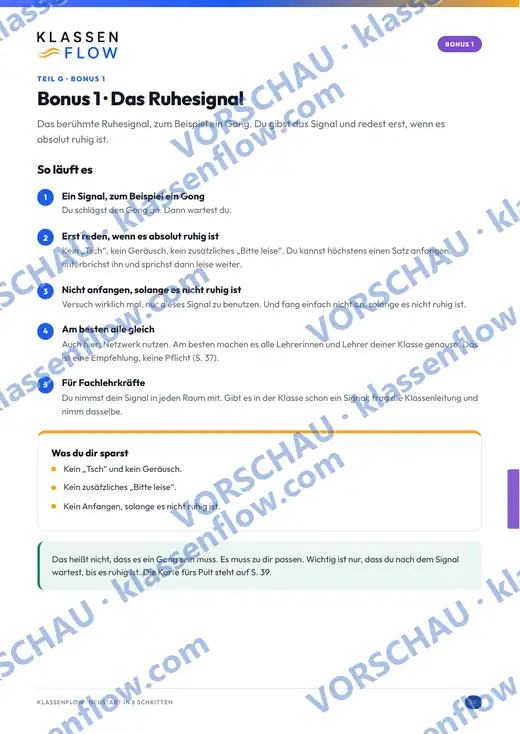 Seite 38 aus dem Heft: Bonus 1: das Ruhesignal – erst reden, wenn es absolut ruhig ist