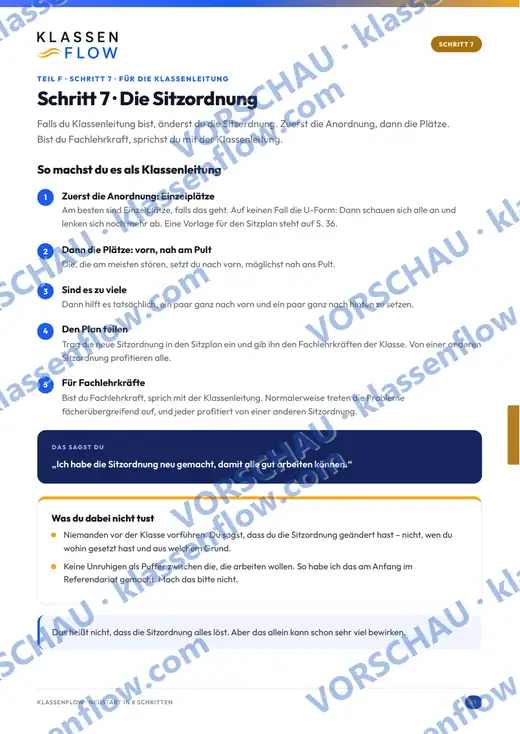 Seite 35 aus dem Heft: Die Sitzordnung: Einzelplätze, keine U-Form – oder mit der Klassenleitung sprechen