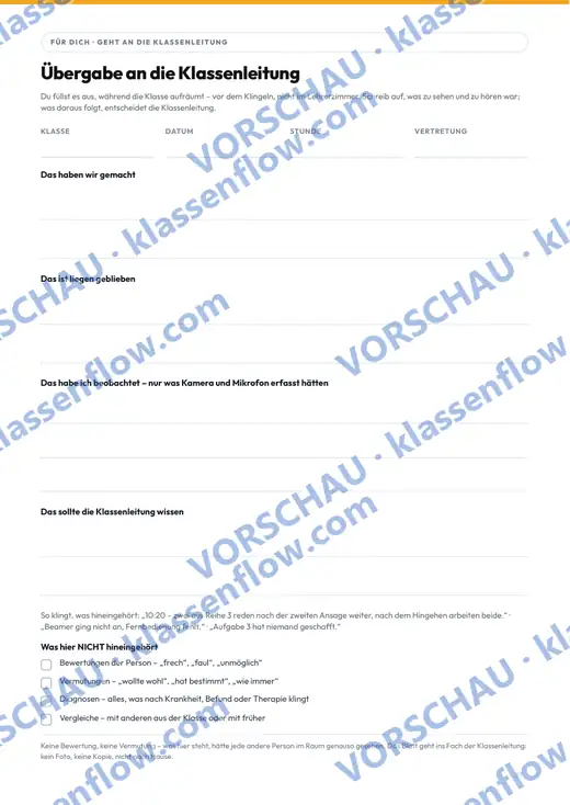 Seite 31 aus dem Heft: Die Uebergabe an die Klassenleitung, ohne Bewertung