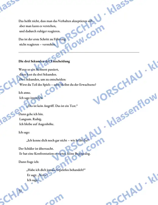 Seite aus dem Kursmaterial: Die drei Sekunden der Entscheidung – eine Szene im Wortlaut