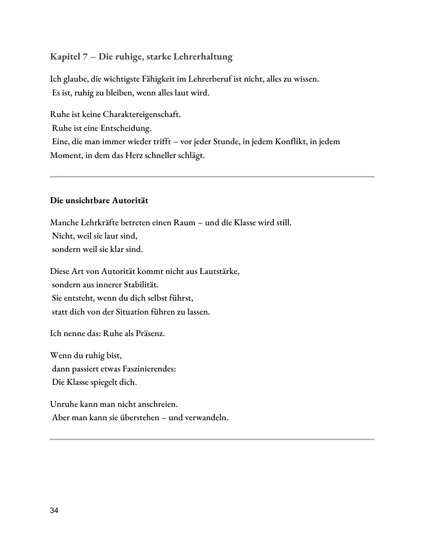 Seite aus dem Kursmaterial: Kapitel 7: Die ruhige, starke Lehrerhaltung