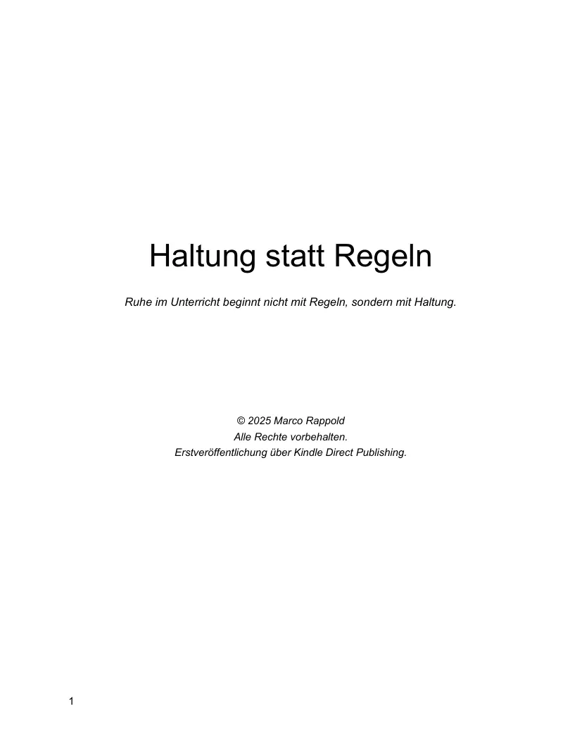 Seite aus dem Kursmaterial: Ruhe beginnt nicht mit Regeln, sondern mit Haltung